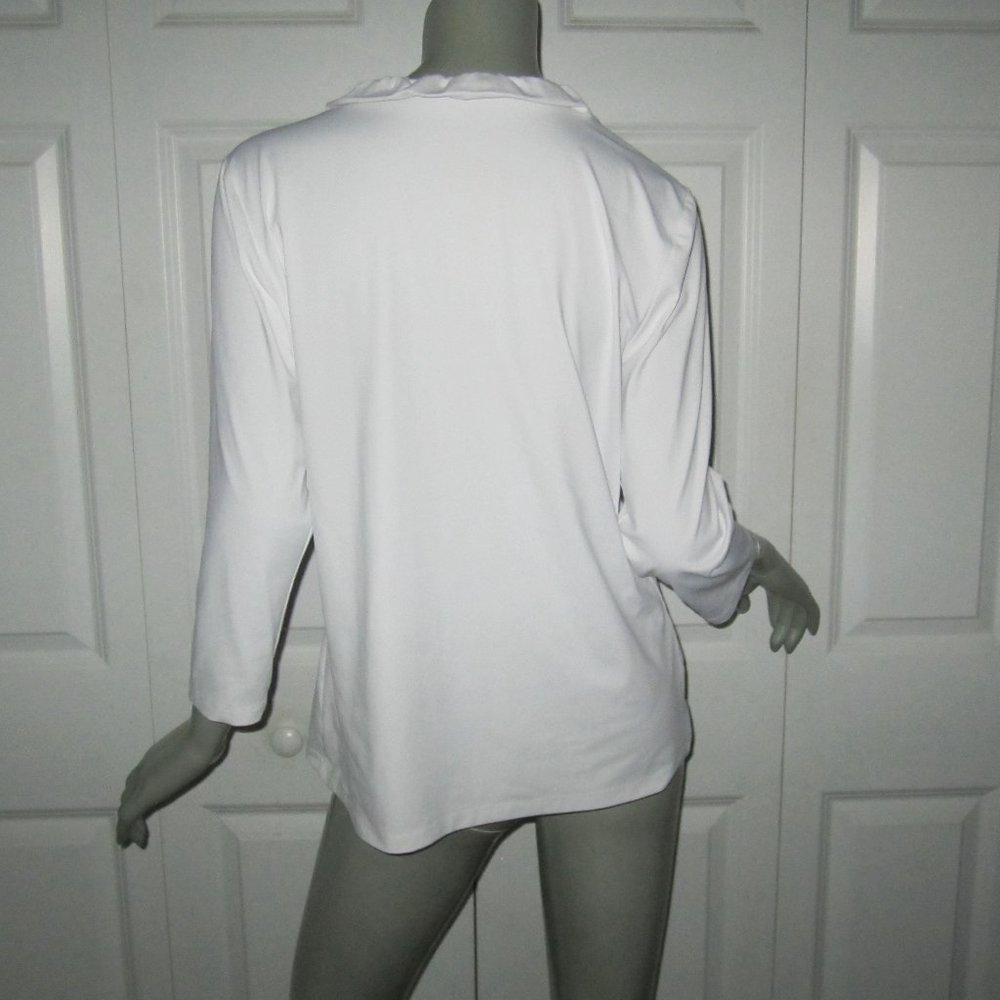 J. McLaughlin White Ruffled V-Neck Blouse - Picture 5 of 6